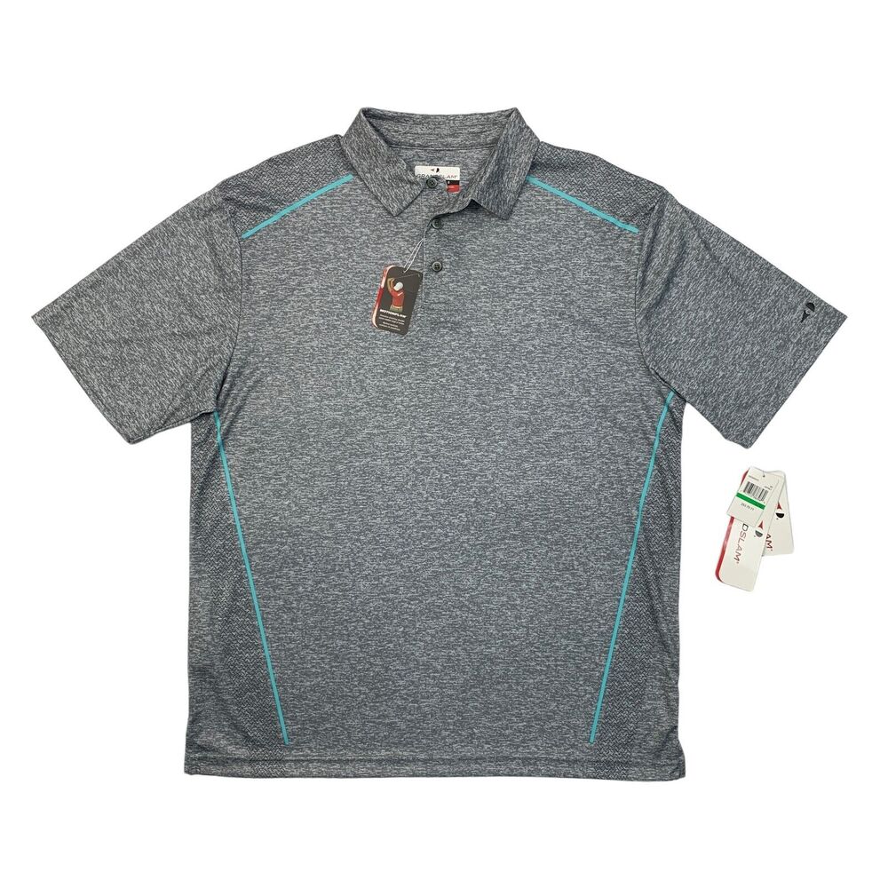 Grand Slam Polo Shirt Mens Large Gray Heather Dri Fit Motionflow Sun Protection